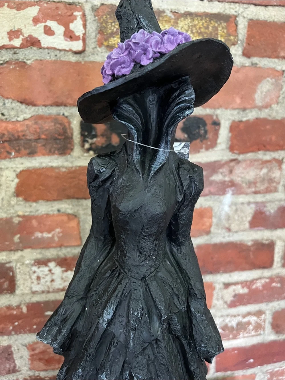 Tahari Black Witch Figurine with Purple Hat Accent